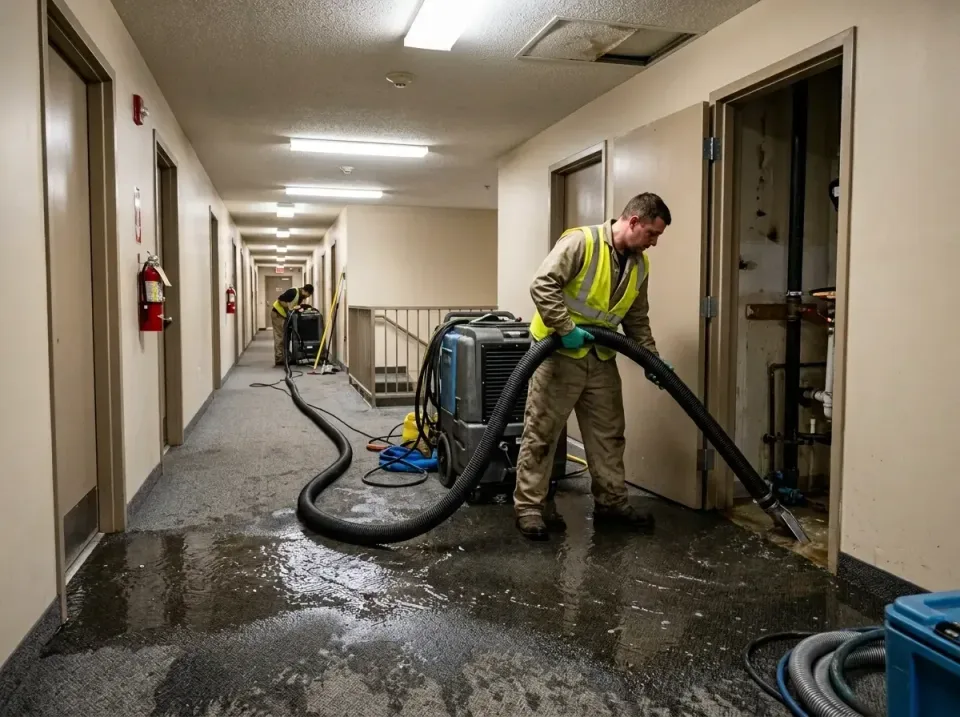 multi-unit-apartment-hallway-f-005 — frequently asked questions, Emergency Burst Pipe Water Extraction & Removal in Menomone…